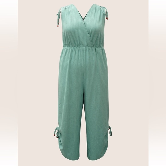 BloomChic Plus Size 2XL Plain Textured Surplice Neck Drawstring Jumpsuit us18-20 - Picture 7 of 8